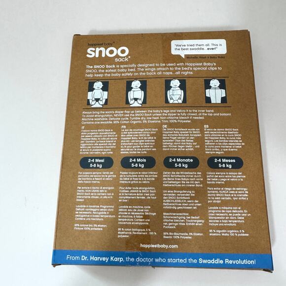 Happiest Baby Snoo Sleep Sack Sz M 2-4 Mo Baby Infant Sleep Sack Organic Cotton - Picture 2 of 3